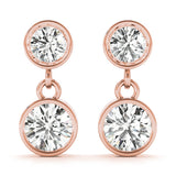 Rose gold Bezel-Set Round Cut Drop Earrings with Post Back