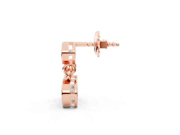 Rose Gold Round Laboratory-Grown Diamond Double Bezel Drop Earrings
