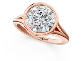 Rose gold Bezel Set Round Cut Solitaire Ring with Tapered Band 1
