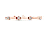 Rose gold Bezel Set Round Diamond Bamboo Link Bracelet_2