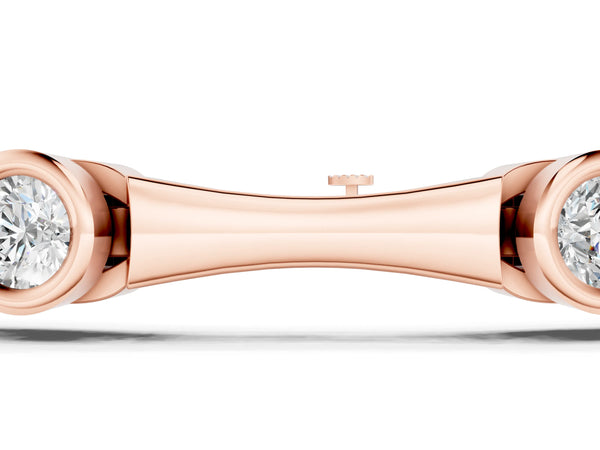 Rose gold Bezel Set Round Diamond Bamboo Link Bracelet