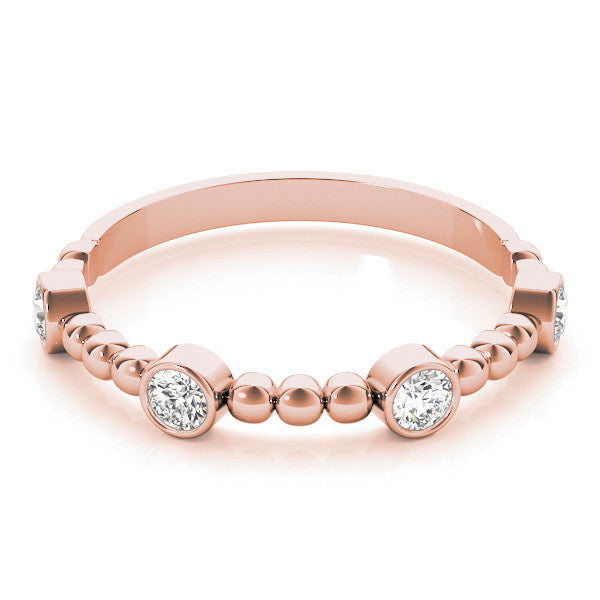 Rose gold Bezel Set Round Diamond Beaded Band 1