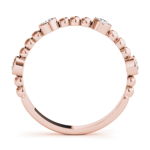 Rose gold Bezel Set Round Diamond Beaded Band 2