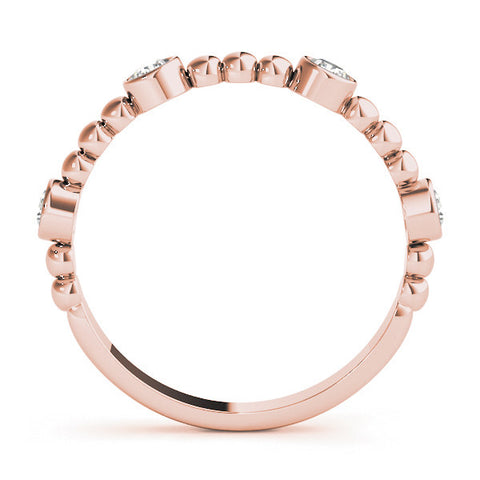 Rose gold Bezel Set Round Diamond Beaded Band 2