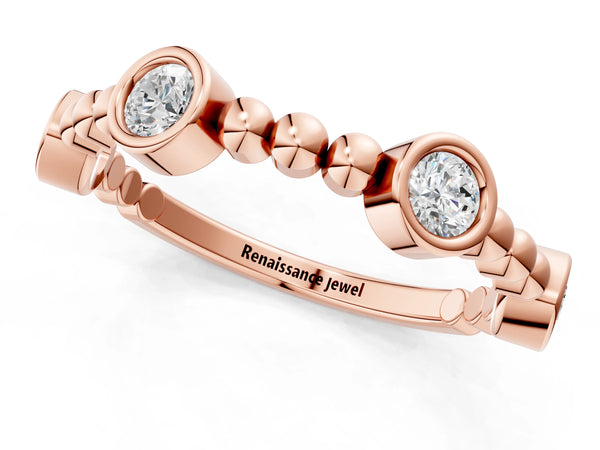 Rose gold Bezel Set Round Diamond Beaded Band