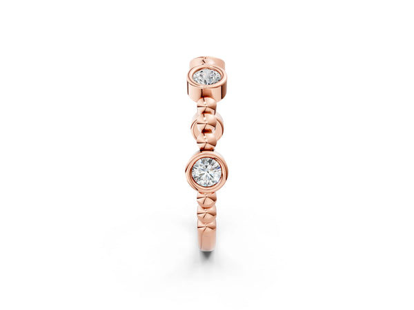 Rose gold Bezel Set Round Diamond Beaded Band