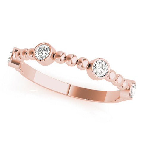 Rose gold Bezel Set Round Diamond Beaded Band