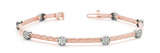 Rose gold Bezel Set Round Diamond Braided Band Bracelet