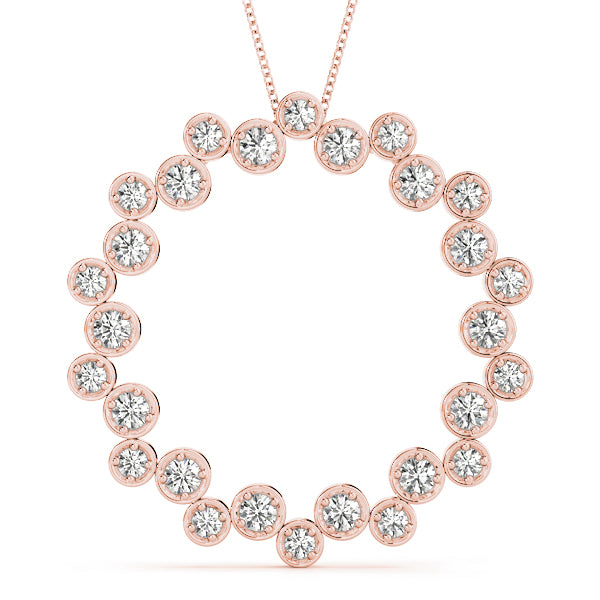 Rose gold Bezel Set Round Diamond Circle Pendant