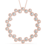 Rose gold Bezel Set Round Diamond Circle Pendant