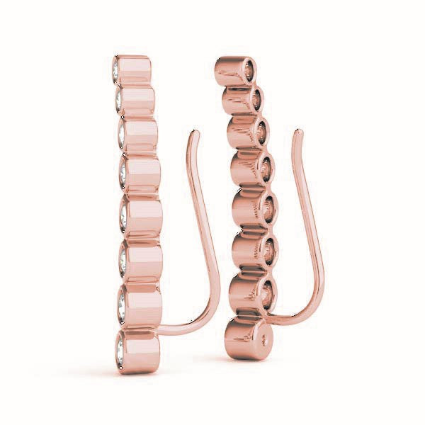 Rose gold Bezel-Set Round Diamond Climber Earrings 2