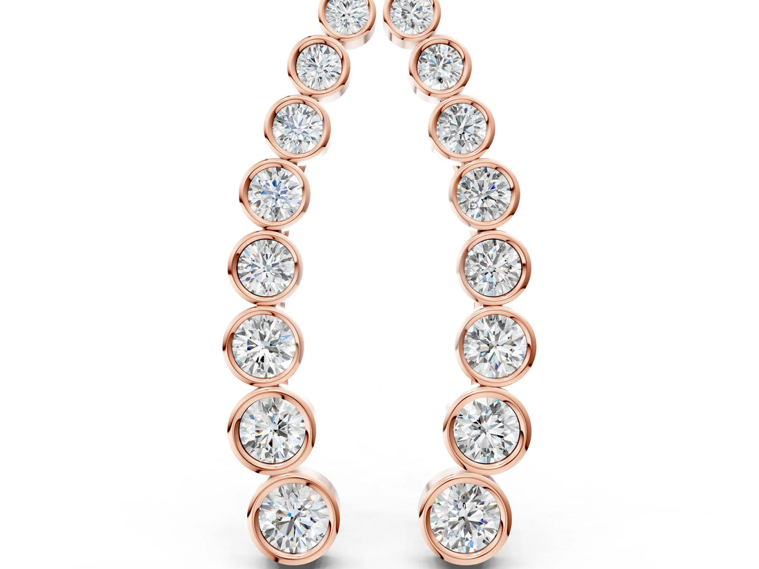 Rose gold Bezel-Set Round Diamond Climber Earrings_12