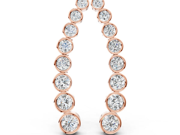 Rose gold Bezel-Set Round Diamond Climber Earrings