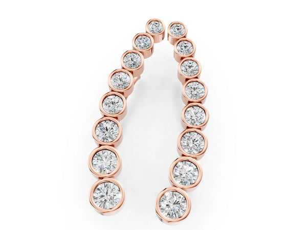 Rose gold Bezel-Set Round Diamond Climber Earrings