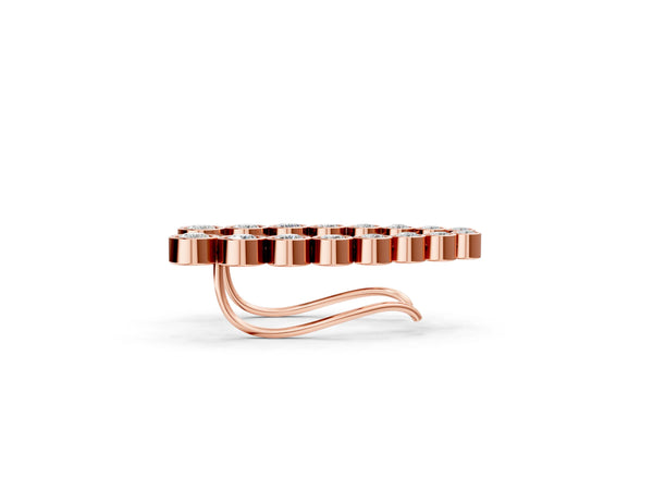 Rose gold Bezel-Set Round Diamond Climber Earrings