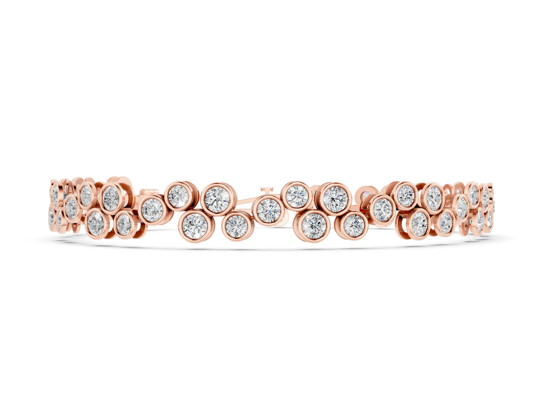 Rose gold Bezel Set Round Diamond Cluster Tennis Bracelet_3