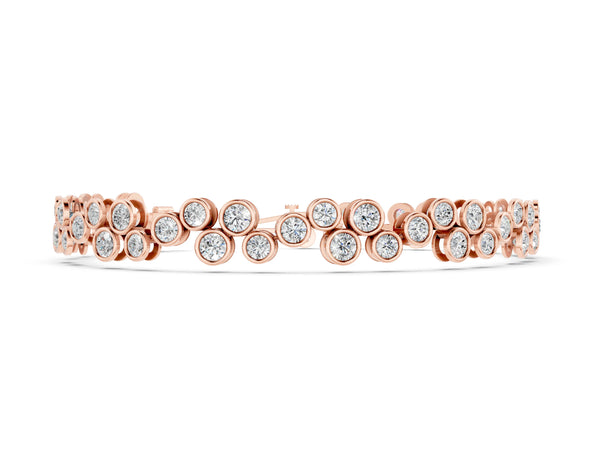 Rose gold Bezel Set Round Diamond Cluster Tennis Bracelet