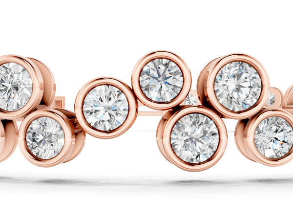 Rose gold Bezel Set Round Diamond Cluster Tennis Bracelet