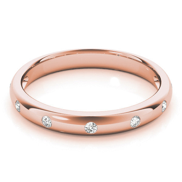 Rose gold Bezel Set Round Diamond Comfort Fit Band 1