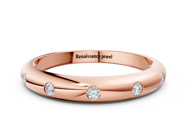 Rose gold Bezel Set Round Diamond Comfort Fit Band
