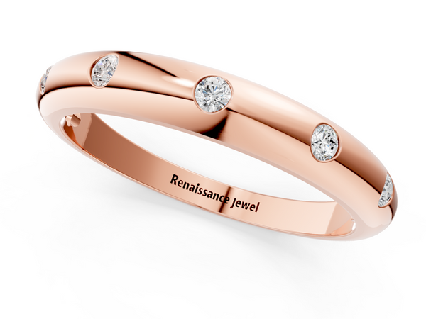 Rose gold Bezel Set Round Diamond Comfort Fit Band