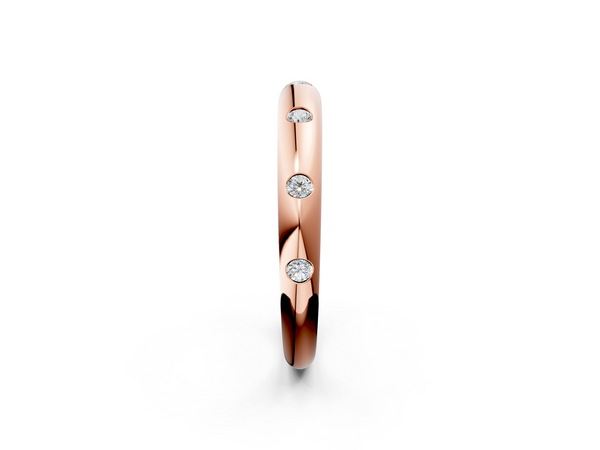 Rose gold Bezel Set Round Diamond Comfort Fit Band