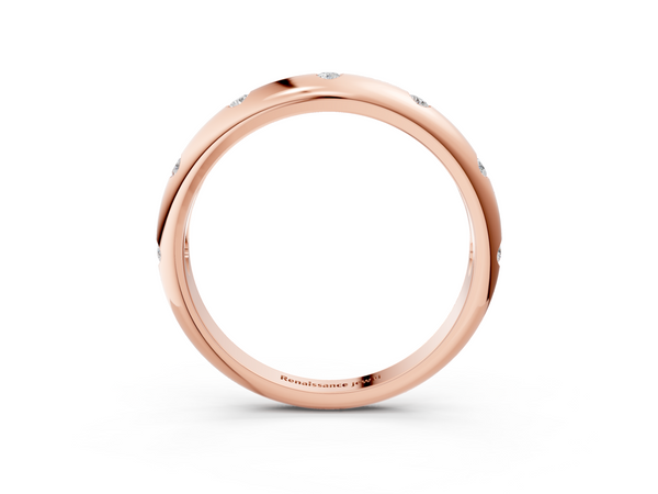 Rose gold Bezel Set Round Diamond Comfort Fit Band