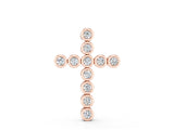 Rose gold Bezel-Set Round Diamond Cross Pendant_46