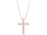 Rose gold Bezel-Set Round Diamond Cross Pendant_47