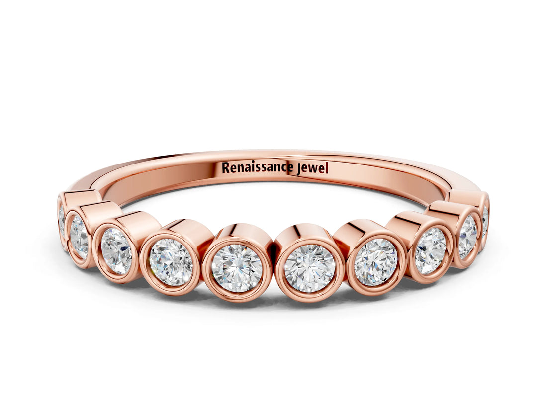 Rose gold Bezel Set Round Diamond Eternity Band_8