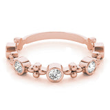 Rose gold Bezel Set Round Diamond Floral Eternity Band 1