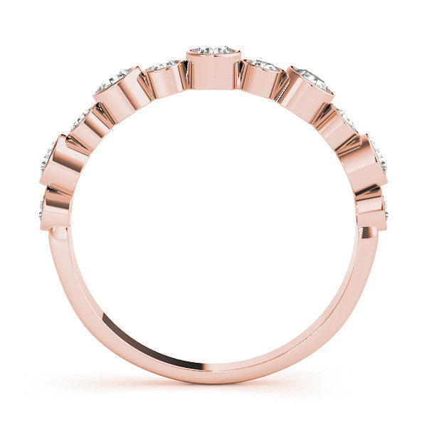 Rose gold Bezel Set Round Diamond Half Eternity Band 2