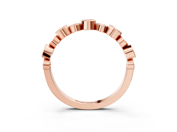 Rose gold Bezel Set Round Diamond Half Eternity Band