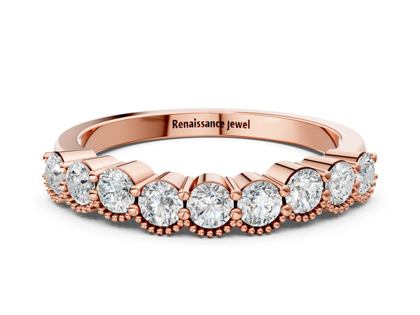 Rose gold Bezel-Set Round Diamond Half Eternity Band