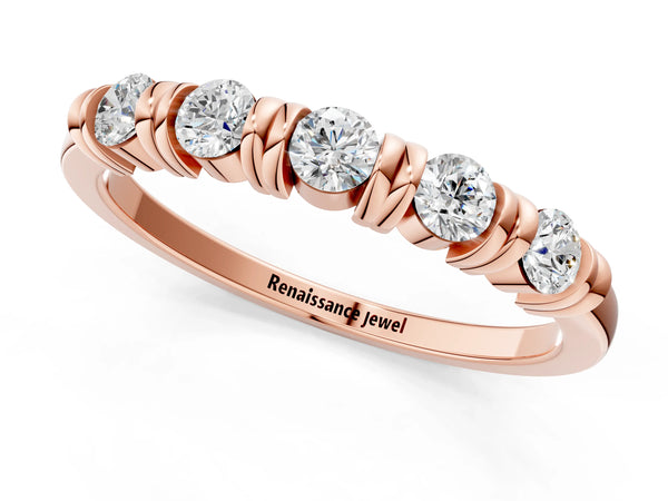 Rose gold Bezel-Set Round Diamond Half-Eternity Band