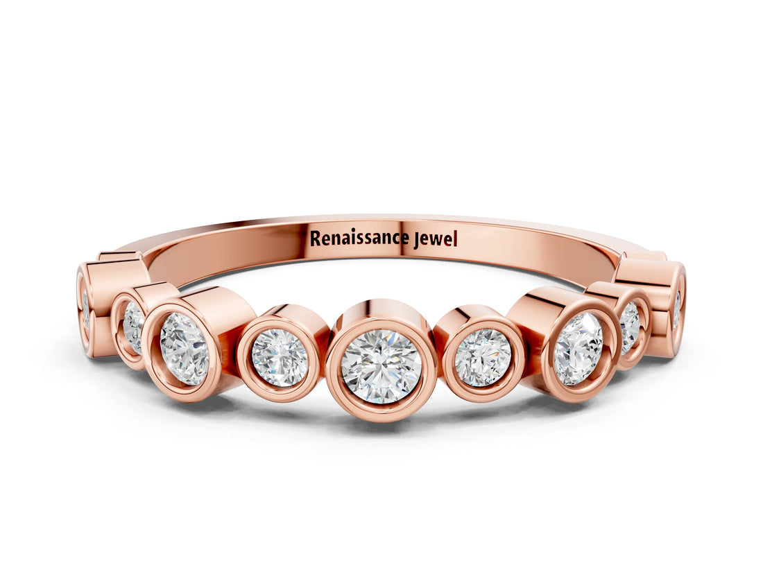 Rose gold Bezel Set Round Diamond Half Eternity Band_7