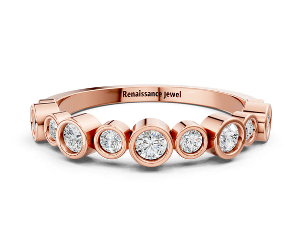 Rose gold Bezel Set Round Diamond Half Eternity Band