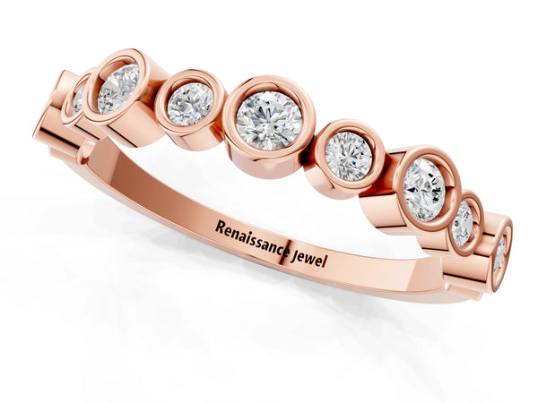 Rose gold Bezel Set Round Diamond Half Eternity Band