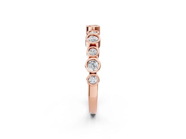Rose gold Bezel Set Round Diamond Half Eternity Band