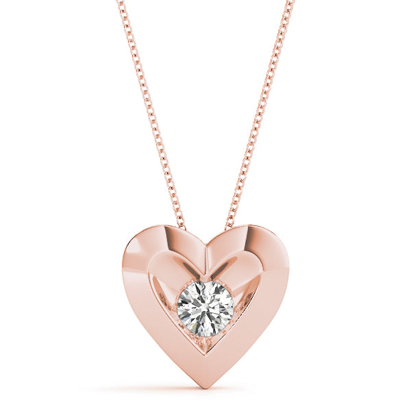 Rose gold Bezel-Set Round Diamond Heart Pendant