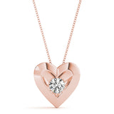 Rose gold Bezel-Set Round Diamond Heart Pendant