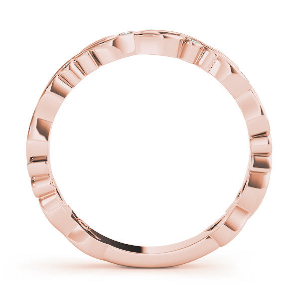 Rose gold Bezel Set Round Diamond Leaf Eternity Band 2