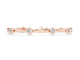 Rose gold Bezel Set Round Diamond Link Bracelet with Box Clasp_2