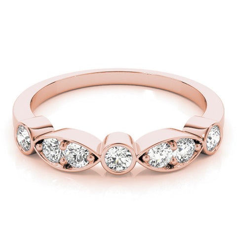 Rose gold Bezel Set Round Diamond Marquise Band 1