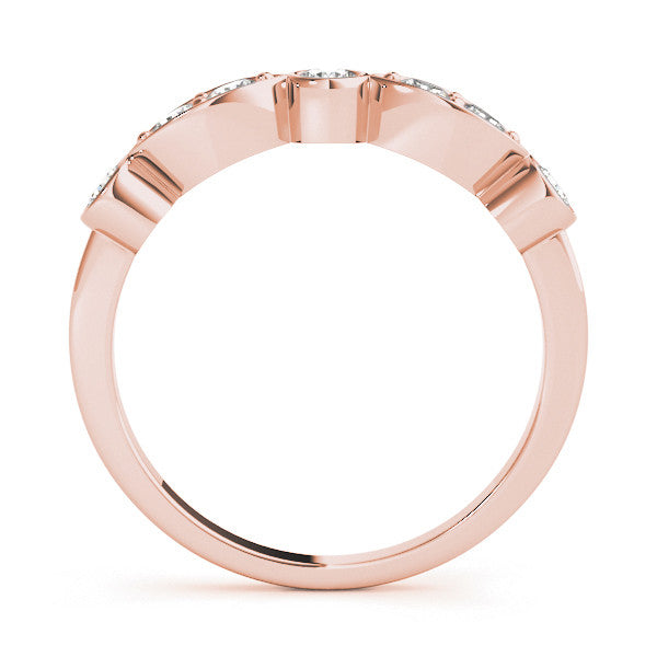 Rose gold Bezel Set Round Diamond Marquise Band 2