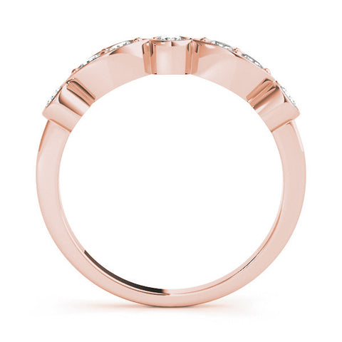 Rose gold Bezel Set Round Diamond Marquise Band 2