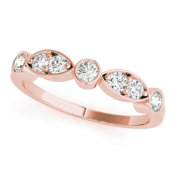 Rose gold Bezel Set Round Diamond Marquise Band