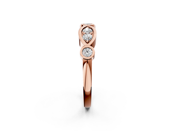 Rose gold Bezel Set Round Diamond Marquise Band