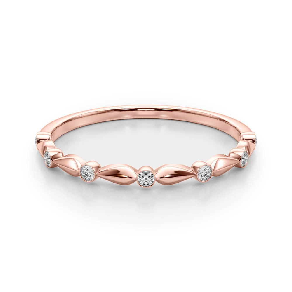 Rose gold Bezel-Set Round Diamond Marquise Eternity Band 1