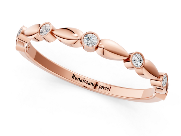 Rose gold Bezel-Set Round Diamond Marquise Eternity Band